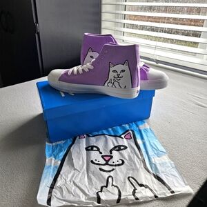 NWT!!! RIPNDIP Lord Nermal High Top Shoe‎ Levander and White Women's Size 9